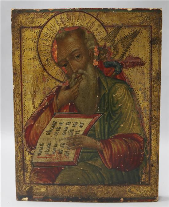 A late 19th century tempera on wooden panel Icon, 26 x 19.5cm, unframed